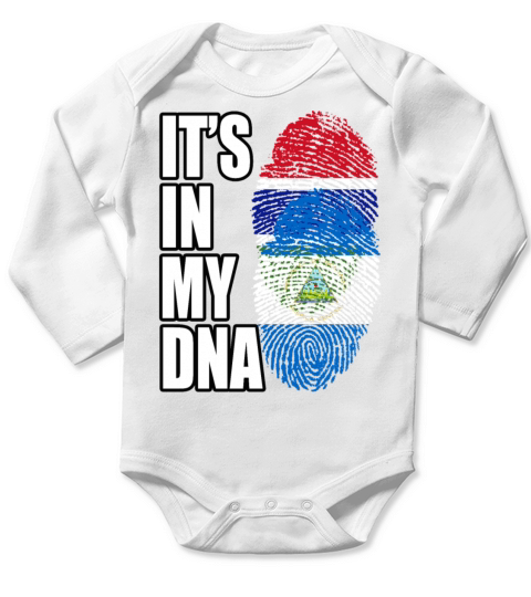 Gambian And Nicaraguan Mix Heritage DNA Flag Long Sleeve Baby One-Piece