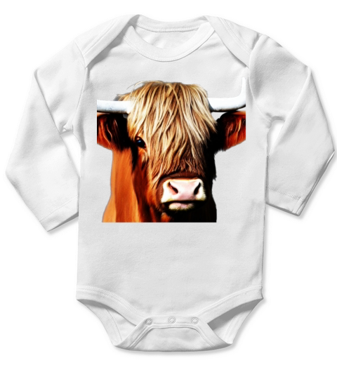 Highland Cattle Design Farmer imprint cow Long Sleeve Baby One-Piece