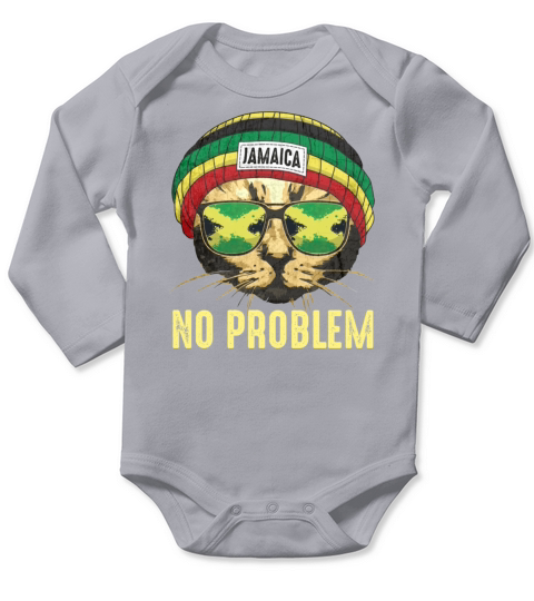 Jamaica Cat No Problem Funny Quote Lover Gift Flag Long Sleeve Baby One-Piece