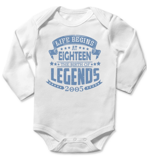 Life begins at 18 vintage 2005 sayings Long Sleeve Baby One-Piece