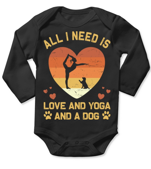 Retro All I Need Is Love And Yoga And A Dog Long Sleeve Baby One-Piece