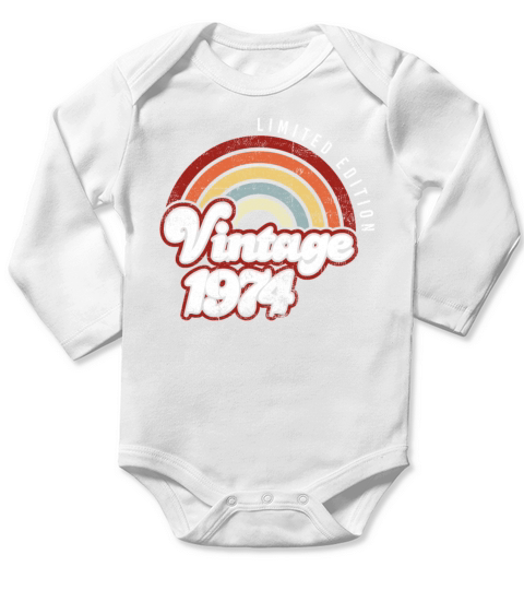 Vintage 1974 47Years Old 47th Birthday Limited Long Sleeve Baby One-Piece