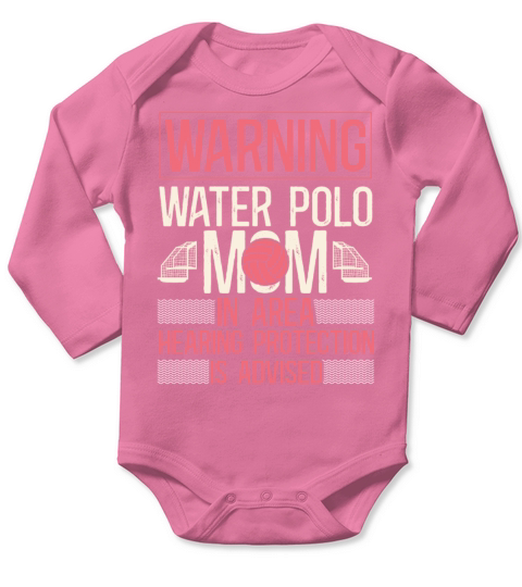 Water Polo Mom Vintage Warning Long Sleeve Baby One-Piece