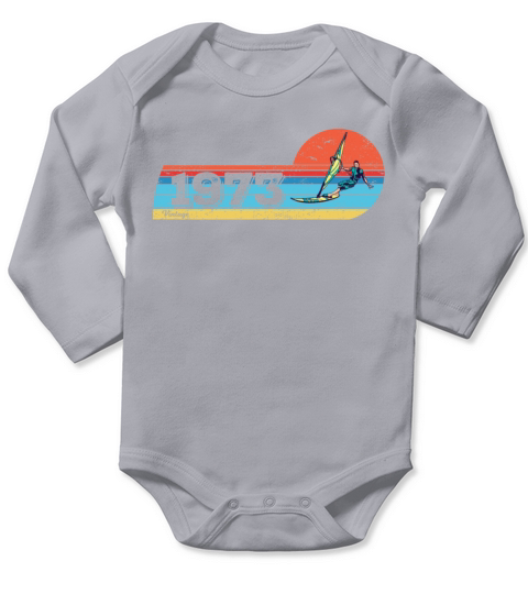 Windsurfer board surf-sail Vintage 1973 Birthday Long Sleeve Baby One-Piece