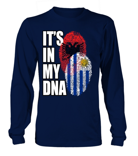 Albanian And Uruguayan Mix Heritage DNA Flag Long sleeved Unisex