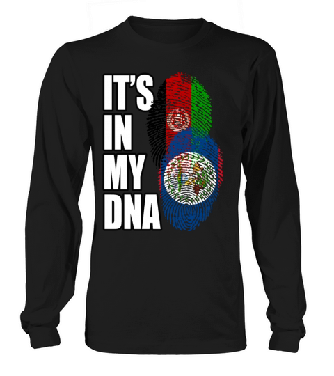 Belizean And Afghanistan Mix Heritage DNA Flag Long sleeved Unisex