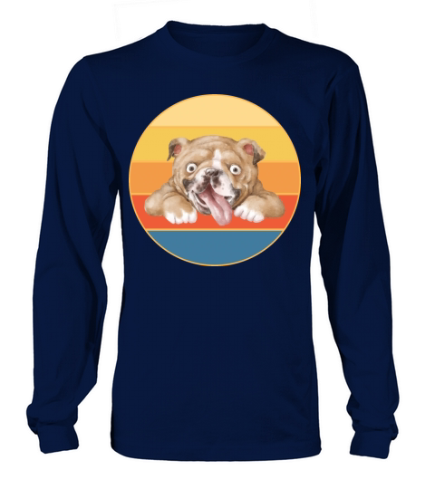 Bulldog Dog Breed Vintage Retro Sunset Long sleeved Unisex