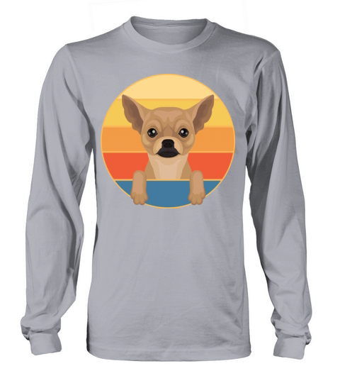 Cute Chihuahua Dog Breed Vintage Retro Sunset Long sleeved Unisex
