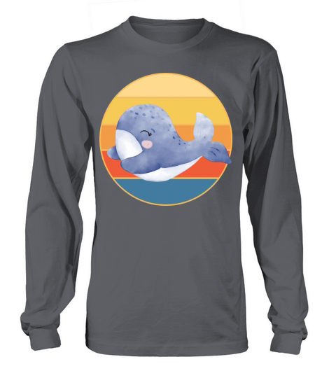 Cute Kawaii Whale Retro Sunset Vintage Ocean Long sleeved Unisex