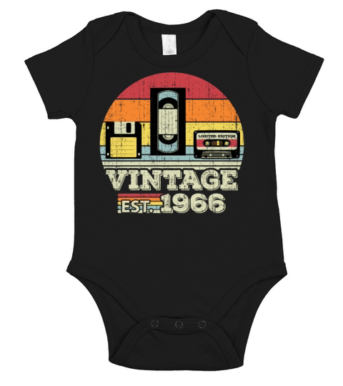 57 Year Old Vintage 1966 57th Birthday Gift Short Sleeve Baby One-Piece