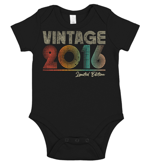 7 Years Old Vintage 2016 7th Birthday Gifts Short Sleeve Baby One-Piece