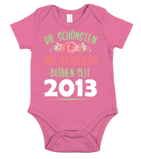 Born In 2013 Flowers Saying Birthday Gift Short Sleeve Baby One-Piece