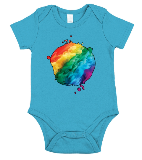 Colorful Rainbow Paint Splatter With Smoke And Fog Short Sleeve Baby One-Piece