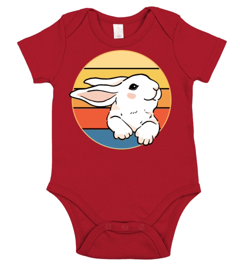 Cute Rabbit Bunny Retro Sunset Vintage Animal Pet Short Sleeve Baby One-Piece
