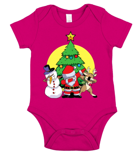 Dabbing Santa Elf Friends Christmas Kids Boys Men Short Sleeve Baby One-Piece