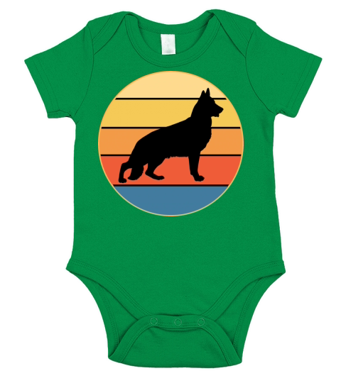 German Shepherd Dog Breed Vintage Retro Sunset Short Sleeve Baby One-Piece