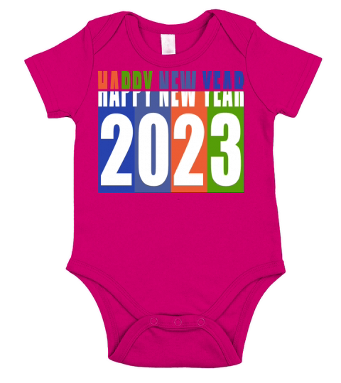Happy New Year 2023 Short Sleeve Baby One-Piece