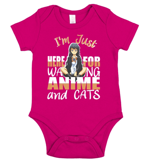 Im Just here for watching Anime and Cats Manga Short Sleeve Baby One-Piece