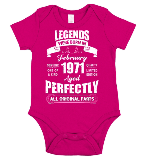 Legends Were Born In February 1971 Birthday Short Sleeve Baby One-Piece