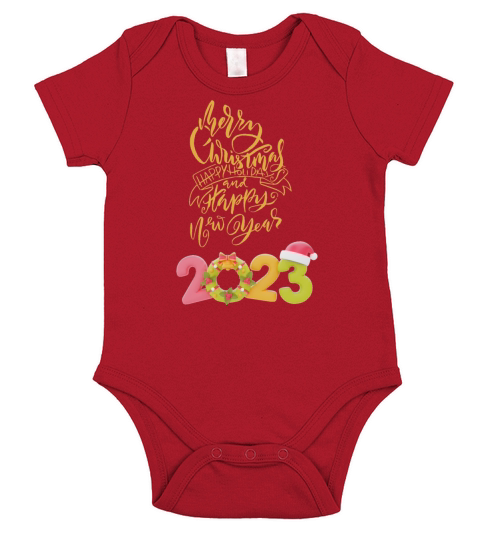 merry christmas and happy new year Short Sleeve Baby One-Piece