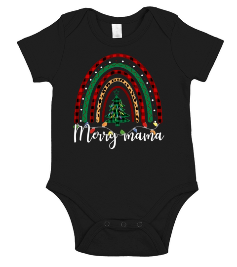 Merry Mama Christmas Rainbow Outfit For Moms Buffalo Plaid Christmas Short Sleeve Baby One-Piece