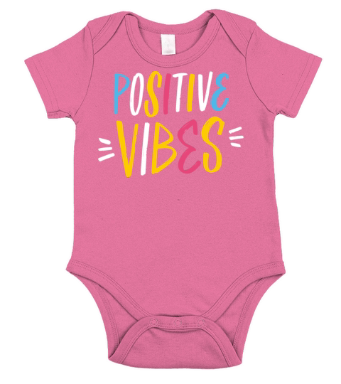 Positive vibes colorful modern lettering phrase Short Sleeve Baby One-Piece