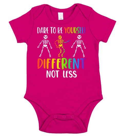 Skeleton Autism Awareness Dare to Be Yourself Diff Short Sleeve Baby One-Piece