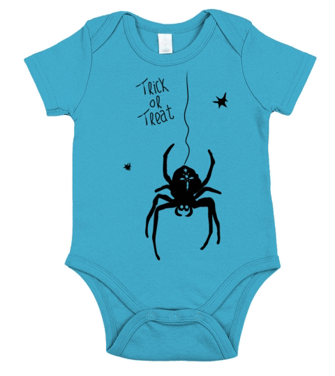 spider with trick or treat typography Short Sleeve Baby One-Piece