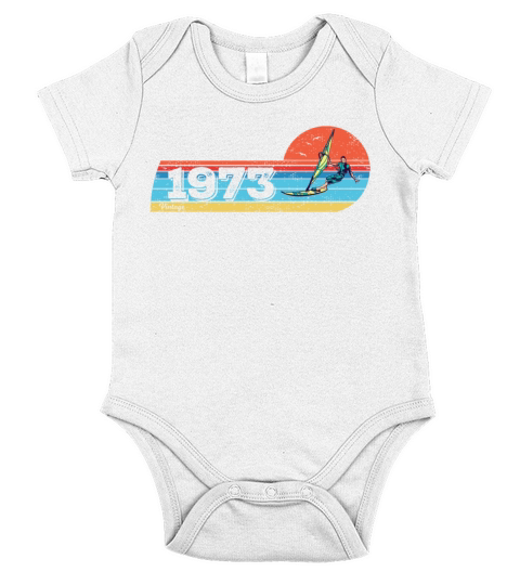 Windsurfer board surf-sail Vintage 1973 Birthday Short Sleeve Baby One-Piece