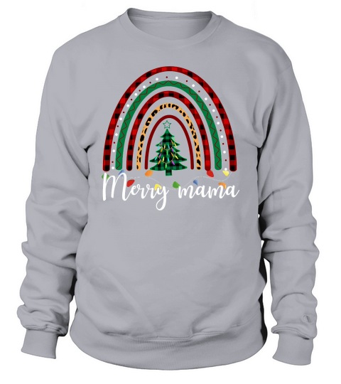 Merry Mama Christmas Rainbow Outfit For Moms Buffalo Plaid Christmas Sweatshirt Unisex