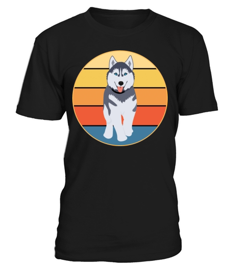 Funny Kawaii Cute Husky Dog Vintage Retro Sunset T-Shirt Unisex