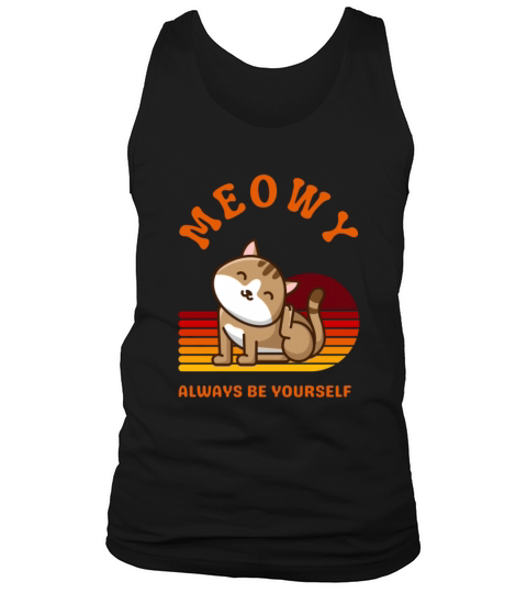 Cute cat shirt funny meowy cat lovers retro vintag Tank Top Unisex