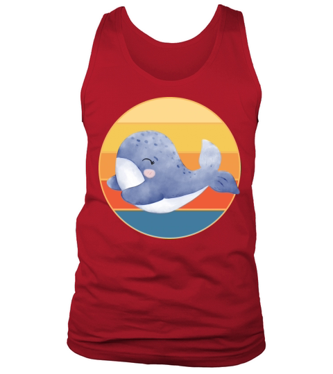 Cute Kawaii Whale Retro Sunset Vintage Ocean Tank Top Unisex