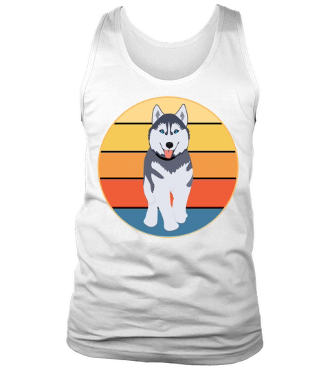 Funny Kawaii Cute Husky Dog Vintage Retro Sunset Tank Top Unisex