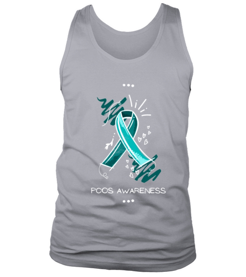 PCOS Awareness Teal Ribbon Hand Scribbles Tank Top Unisex