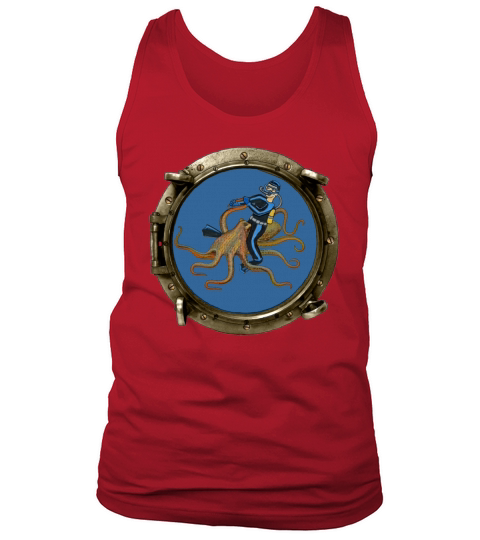 Porthole View of a SCUBA Diver Riding an Octopus Tank Top Unisex