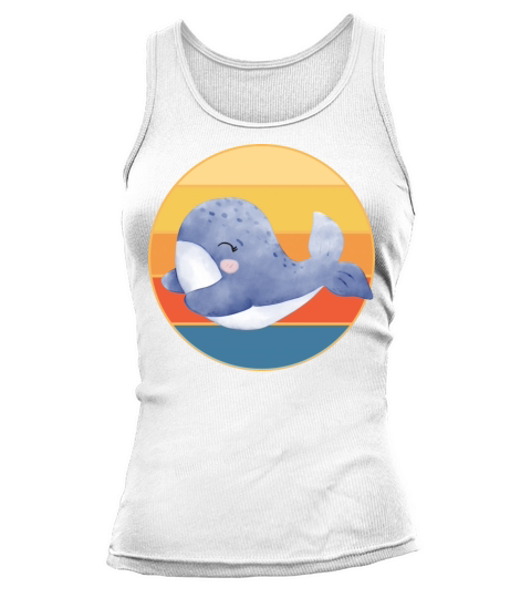Cute Kawaii Whale Retro Sunset Vintage Ocean Tank top Woman