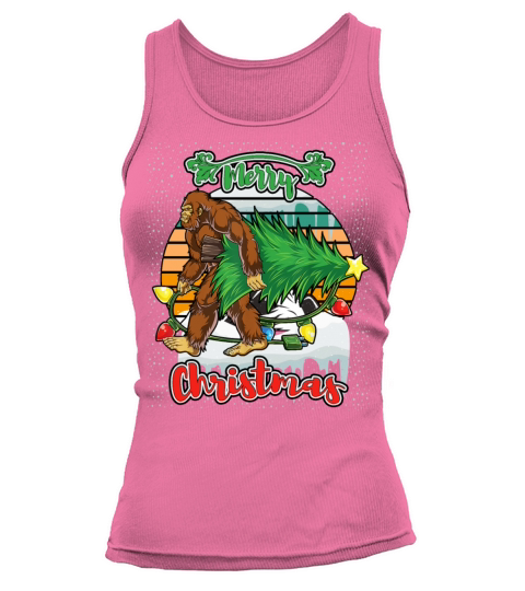 Sunset Bigfoot Christmas Tree Lights Xmas Tank top Woman
