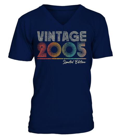 18 Years Old Vintage 2005 18th Birthday Gifts V-Neck T-shirt