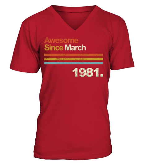Awesome Since March Vintage 1981 39Th Birthday Top V-Neck T-shirt