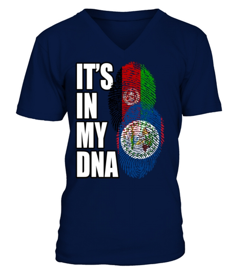 Belizean And Afghanistan Mix Heritage DNA Flag V-Neck T-shirt