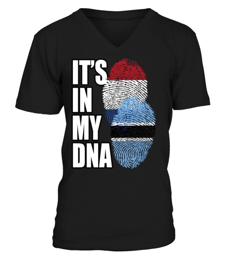 Botswana And Dutch Mix Heritage DNA Flag V-Neck T-shirt