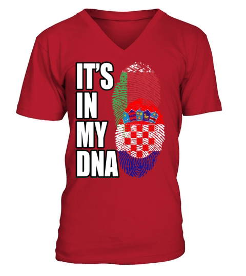 Croatian And Belarusian Mix Heritage DNA Flag V-Neck T-shirt