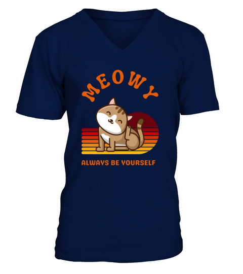 Cute cat shirt funny meowy cat lovers retro vintag V-Neck T-shirt