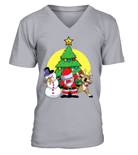Dabbing Santa Elf Friends Christmas Kids Boys Men V-Neck T-shirt