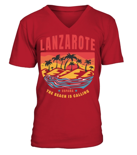 Lanzarote Espana beach design V-Neck T-shirt