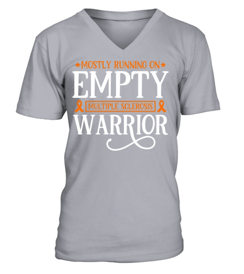 Multiple Sclerosis Awareness Orange Ribbon Mostly V-Neck T-shirt