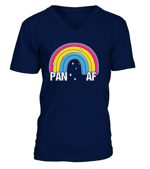 Pan AF Pansexual Pride Flag Rainbow V-Neck T-shirt