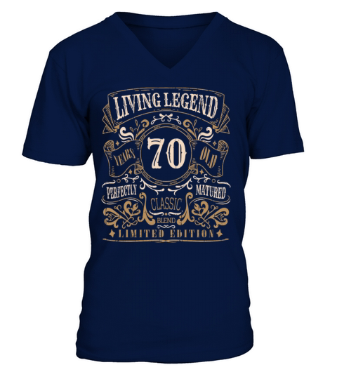 Retro Vintage Birth Whiskey Age 70 Years Old V-Neck T-shirt