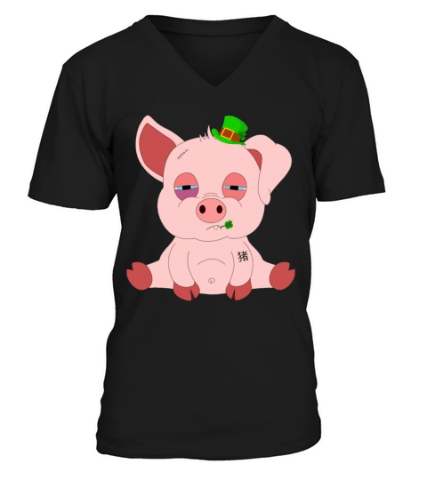 St Patricks Day Lucky Pig Shenanigan Drinking Team V-Neck T-shirt